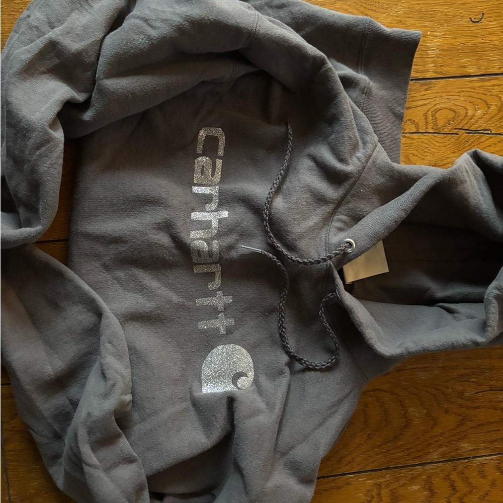 Carhartt Gray Hoodie with Silver Logo